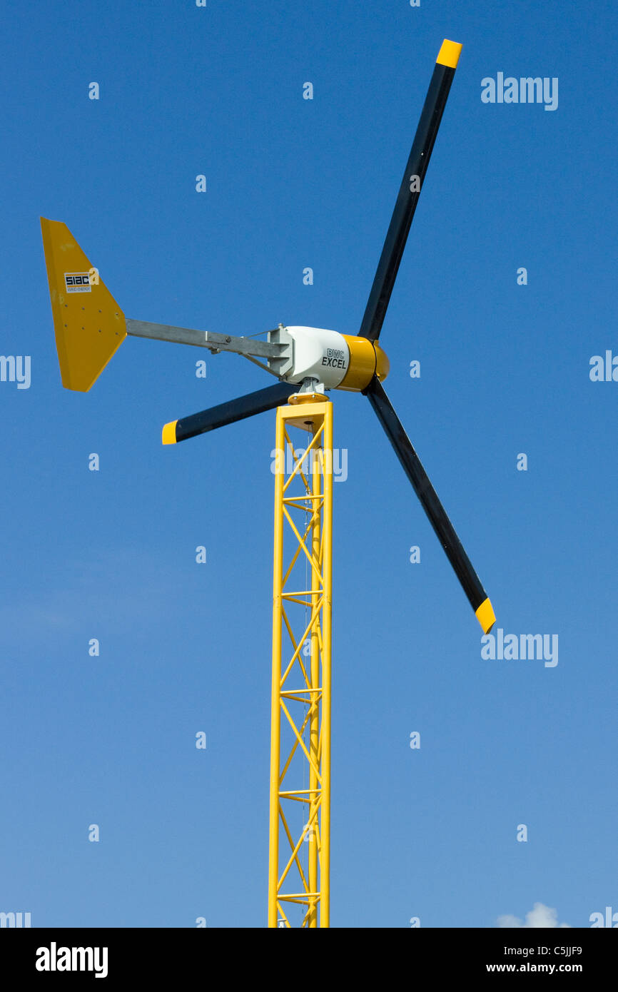 Wind Turbine with blue sky background Stock Photo - Alamy