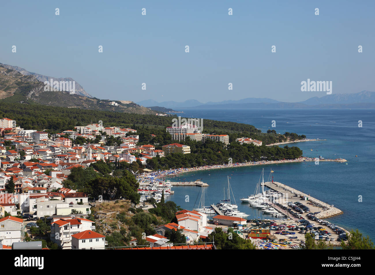 View of Croatian resort Baska Voda Stock Photo