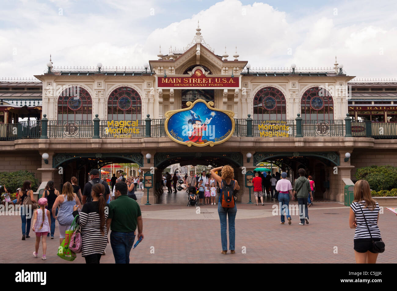 The Main Street Usa Railway Station At Disneyland Paris In France Stock