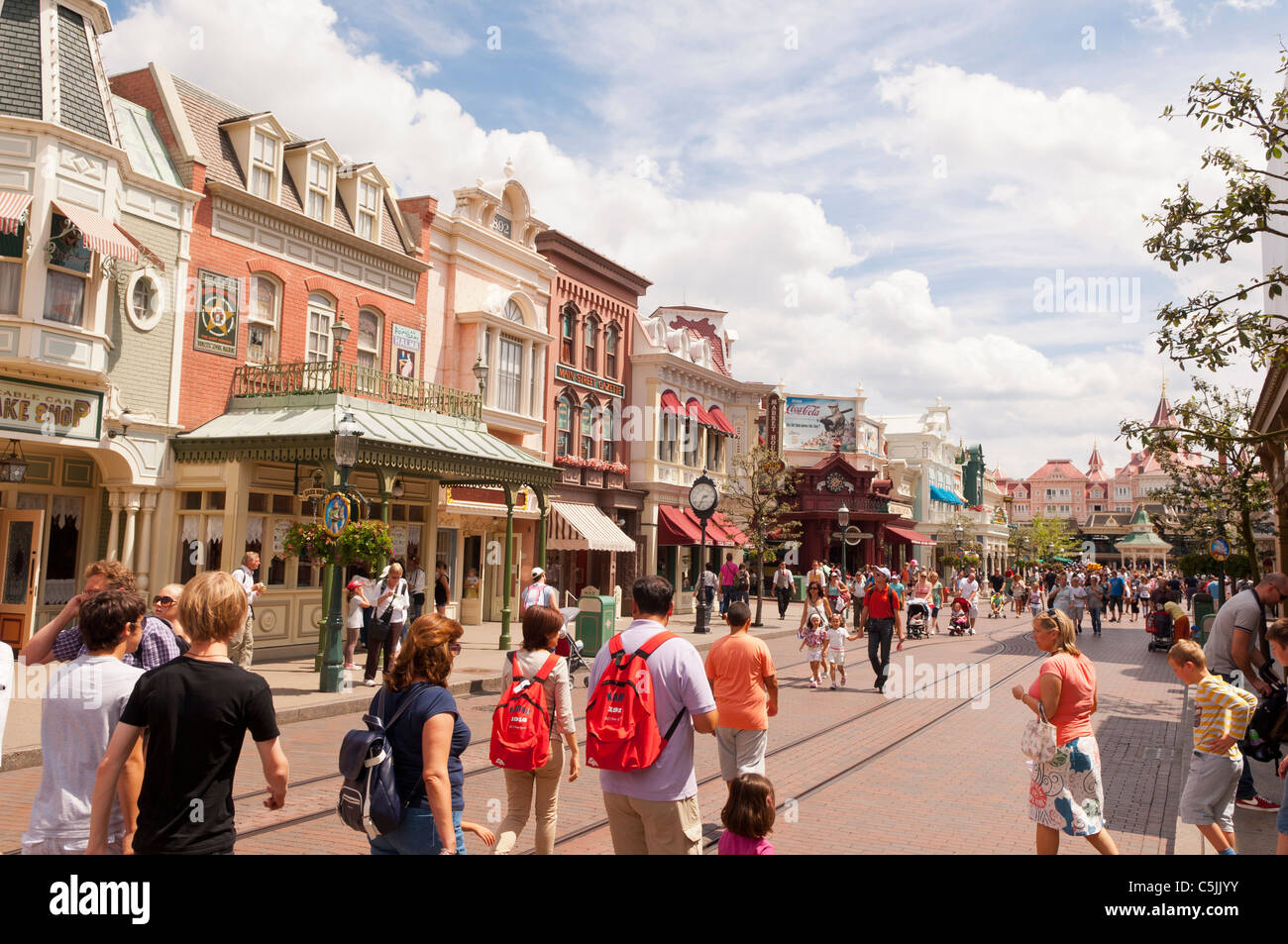 People in the Main Street USA at Disneyland Paris in France Stock Photo ...