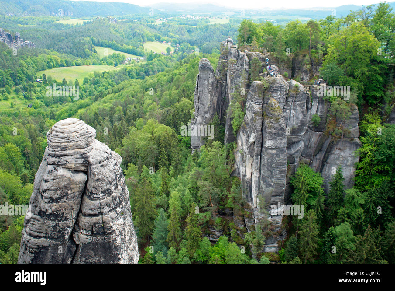 Felsenwaechter (rock guardians) near Rathen in Saxon Switzerland, Elbe Sandstone Massif, Saxony, Germany Stock Photo