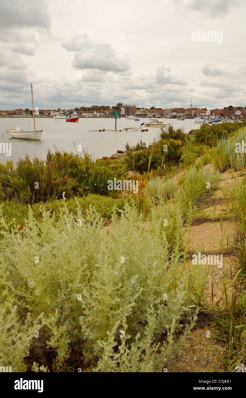 Wells next the Sea Harbour and Town with Boats and Sea Wall North
