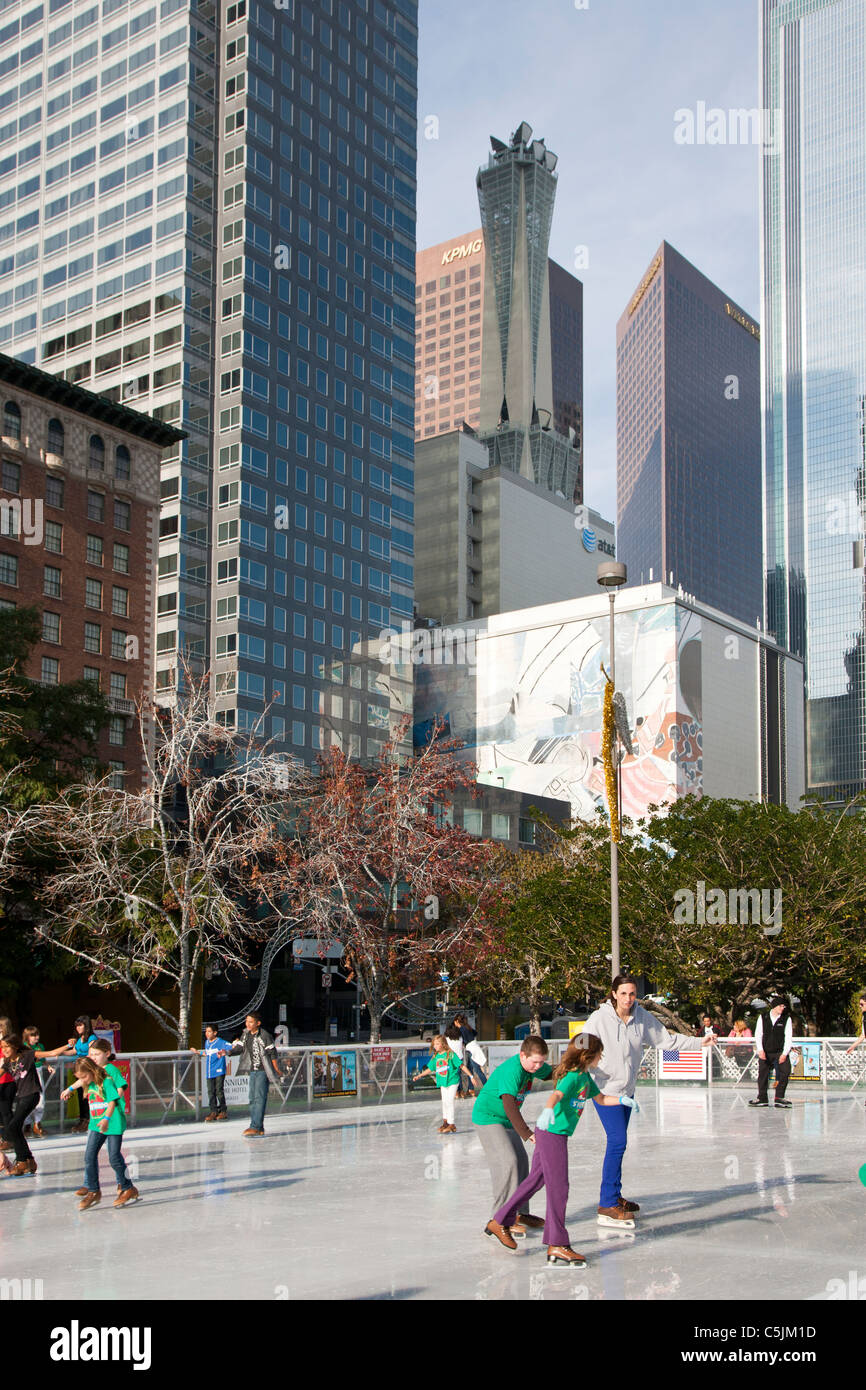 IceSkating at Christmas in Pershing Square, Downtown, Los Angeles