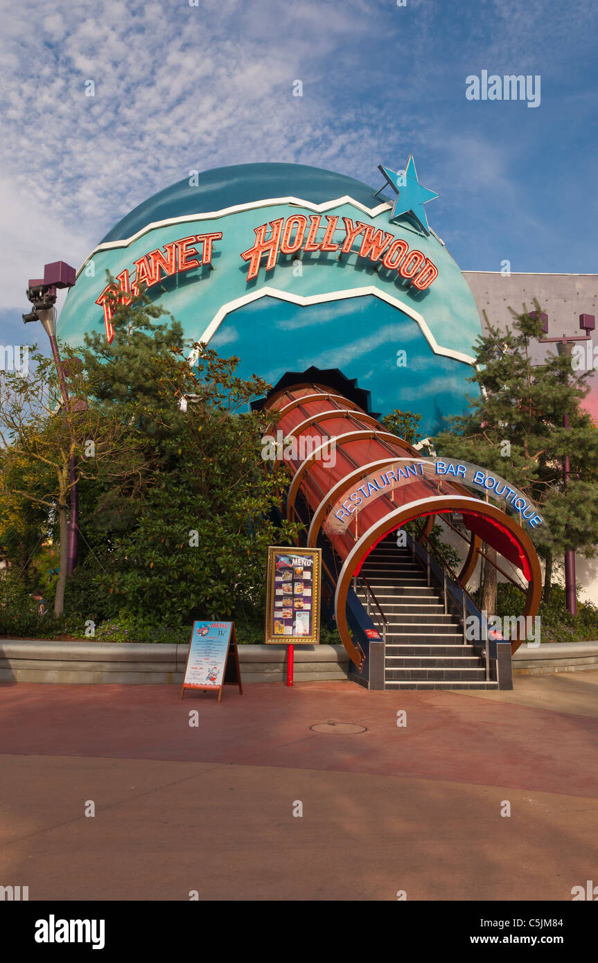 The Planet Hollywood restaurant in Disney Village at Disneyland Paris in France Stock Photo