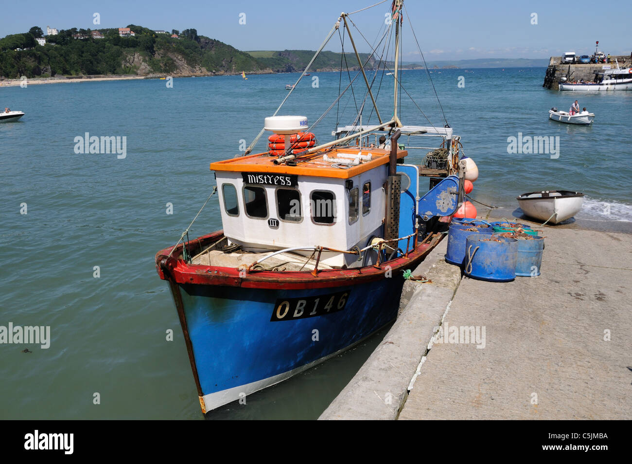 Fishing Boat at Tenby Harbour landing spider crabs Pembrokeshire Wales