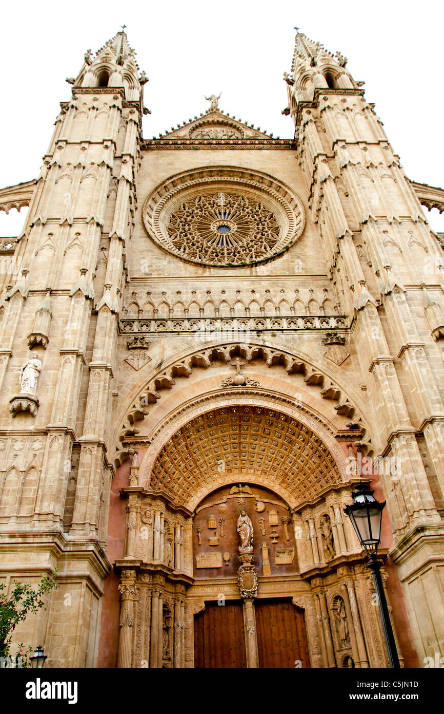 Cathedral of Majorca main door in Palma de Mallorca at Balearic islands Stock Photo