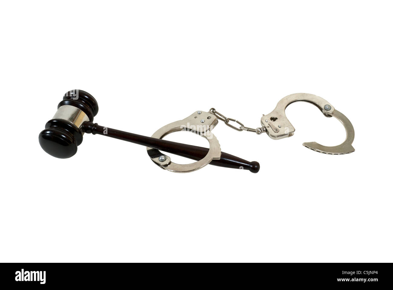 Upholding The Law Shown By Handcuffs And A Gavel Path Included Stock
