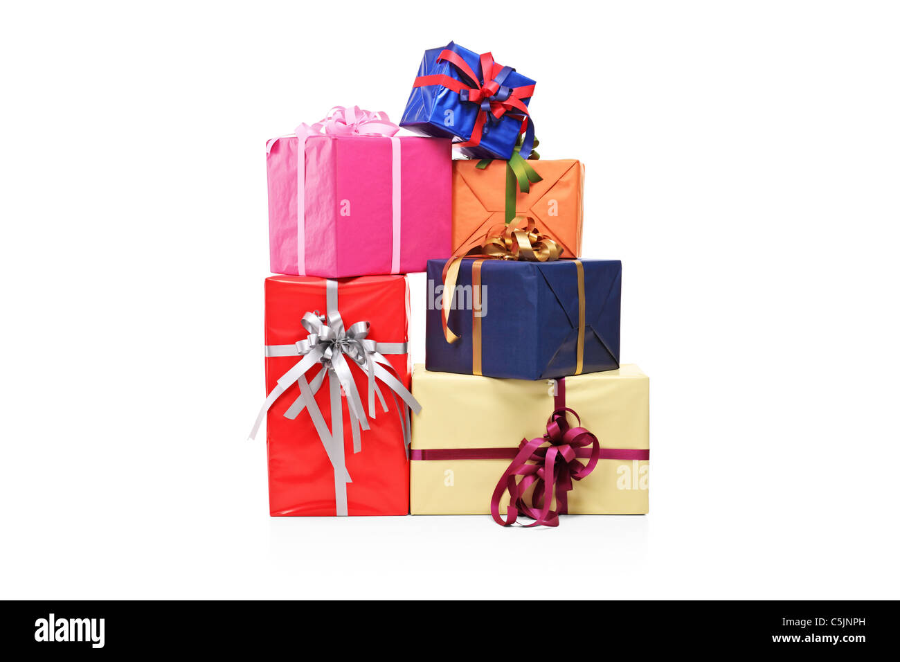 Pile of gift boxes of various sizes and colors Stock Photo Alamy