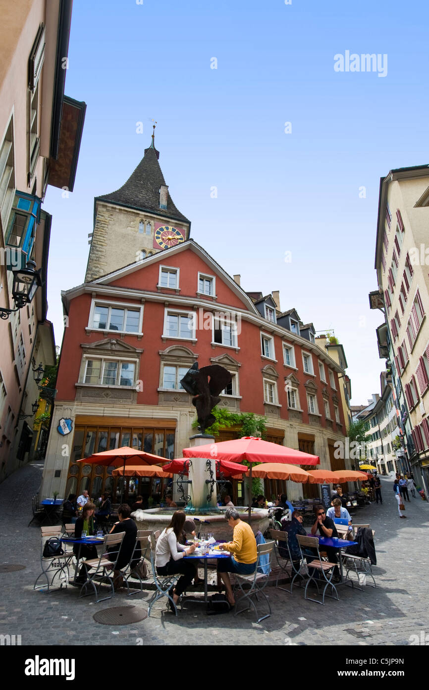 Restaurant in old town, Zurich, Switzerland Stock Photo - Alamy