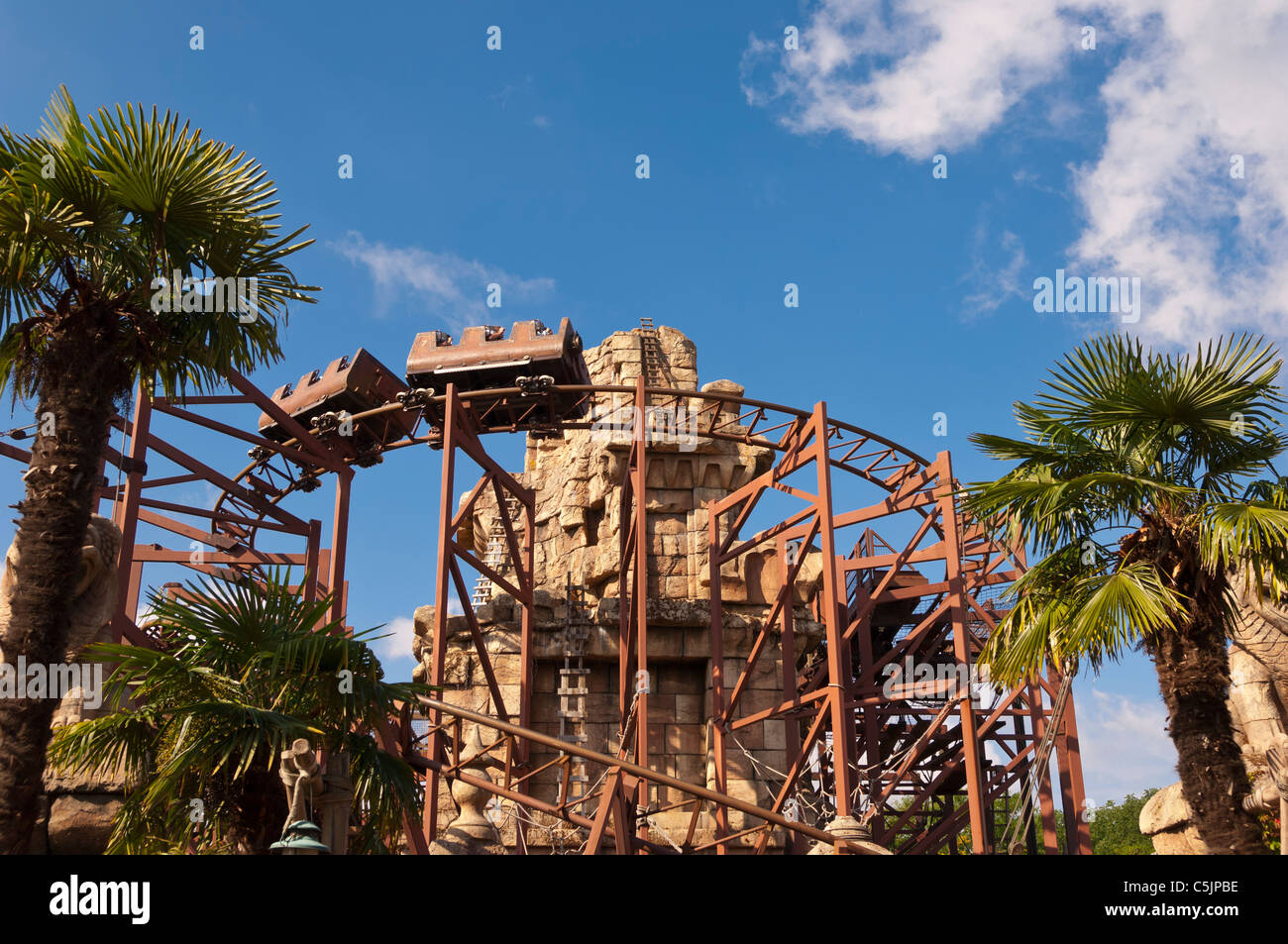 The Indiana Jones and the Temple of Peril roller coaster ride at Disneyland Paris in France Stock Photo