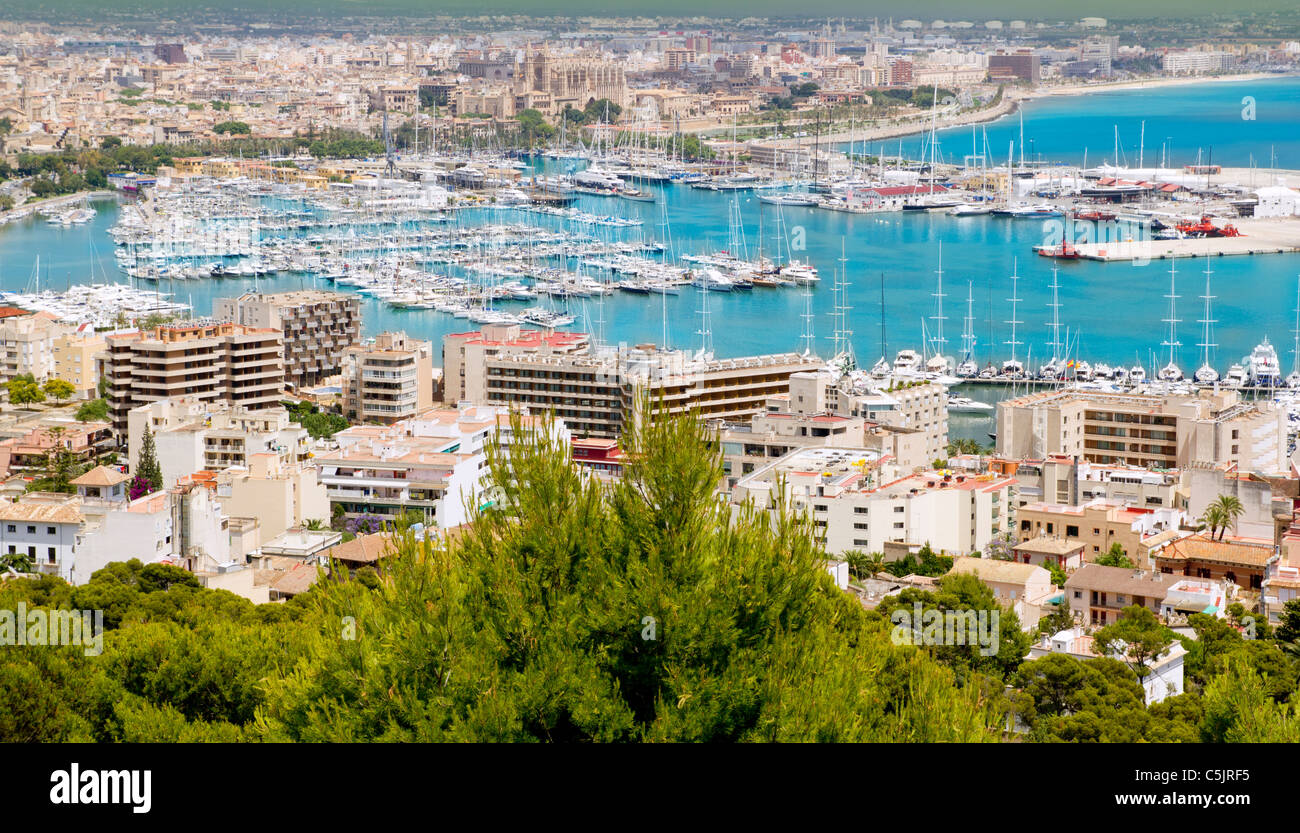 Aerial view of Palma de Mallorca in Majorca Balearic islands Spain Stock Photo