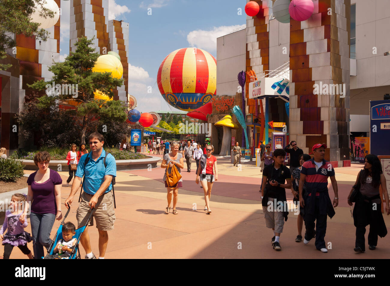 People in Disney Village at Disneyland Paris in France Stock Photo