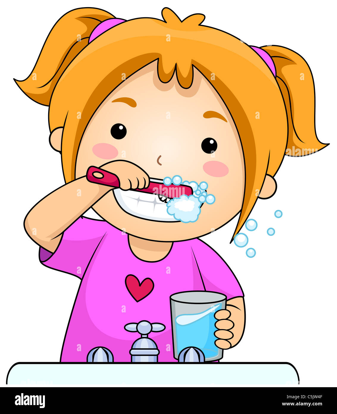 girl brushing teeth clip art