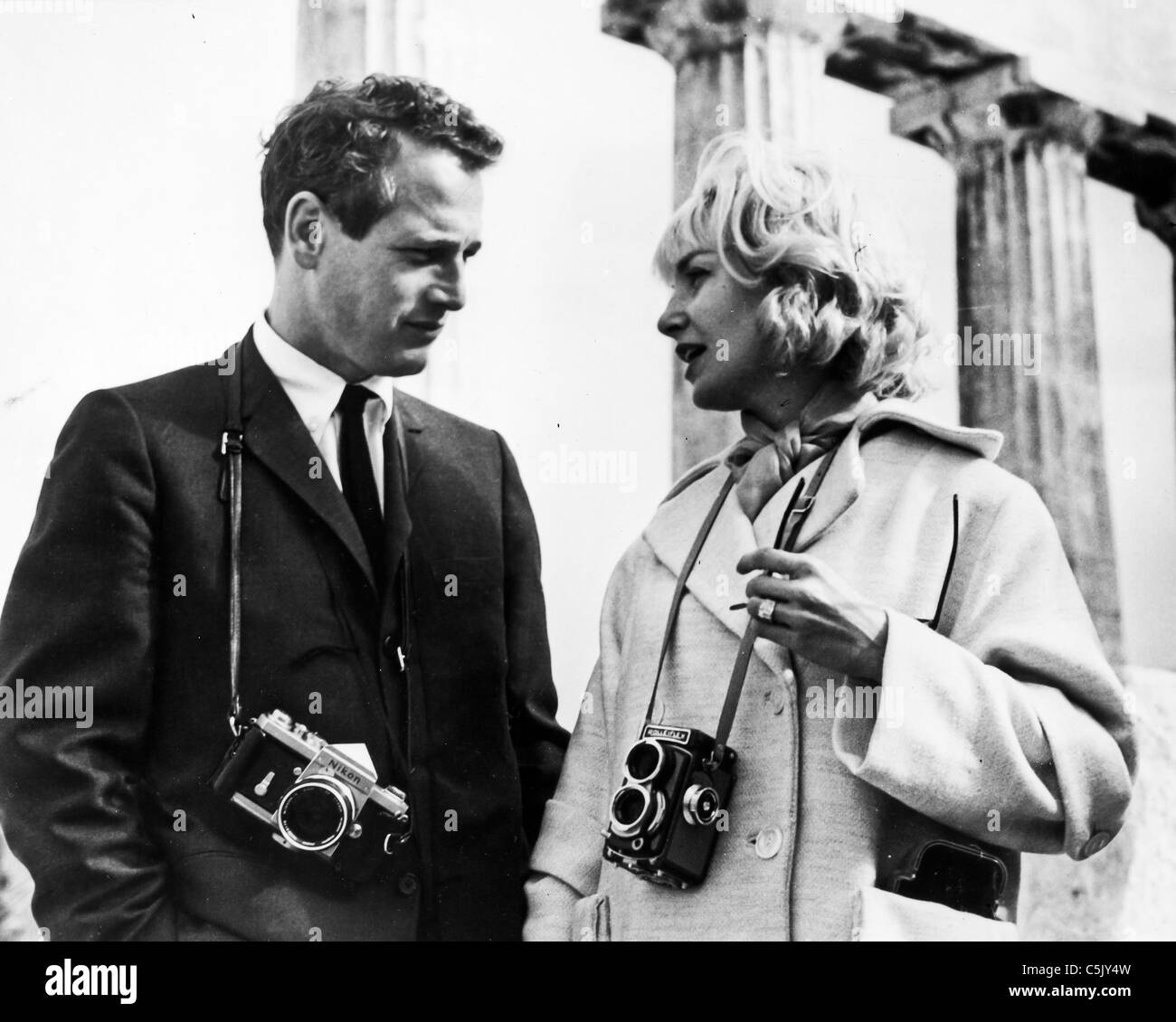 Paul Newman, Joanne Woodward in Athens, 1962 Stock Photo