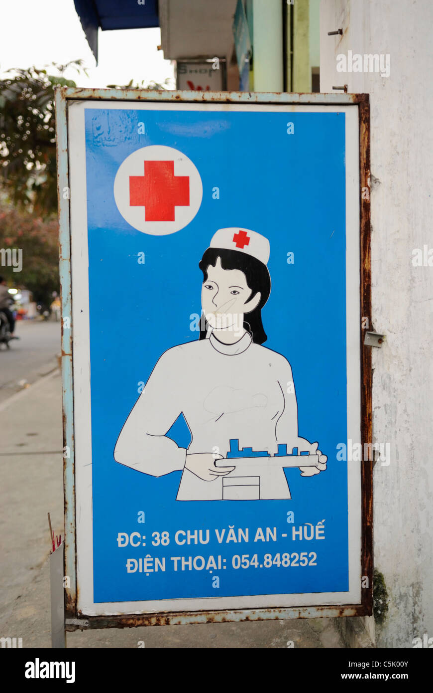 Asia, Vietnam, Hue. Advertisement for medical services. Stock Photo