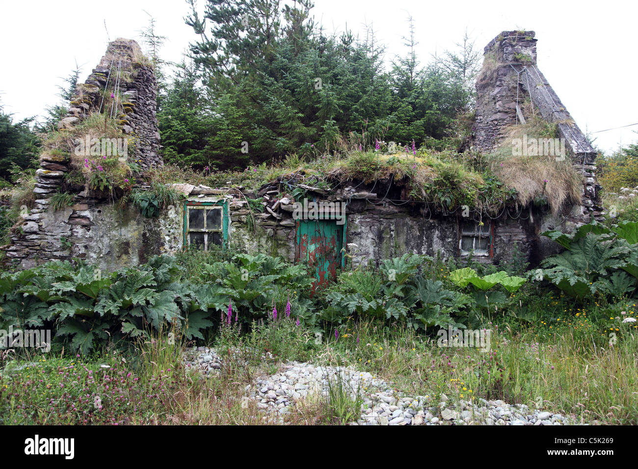 Ruined cottage Cill Rialaig, Ballinskelligs, Co. Kerry, Ireland Stock Photo