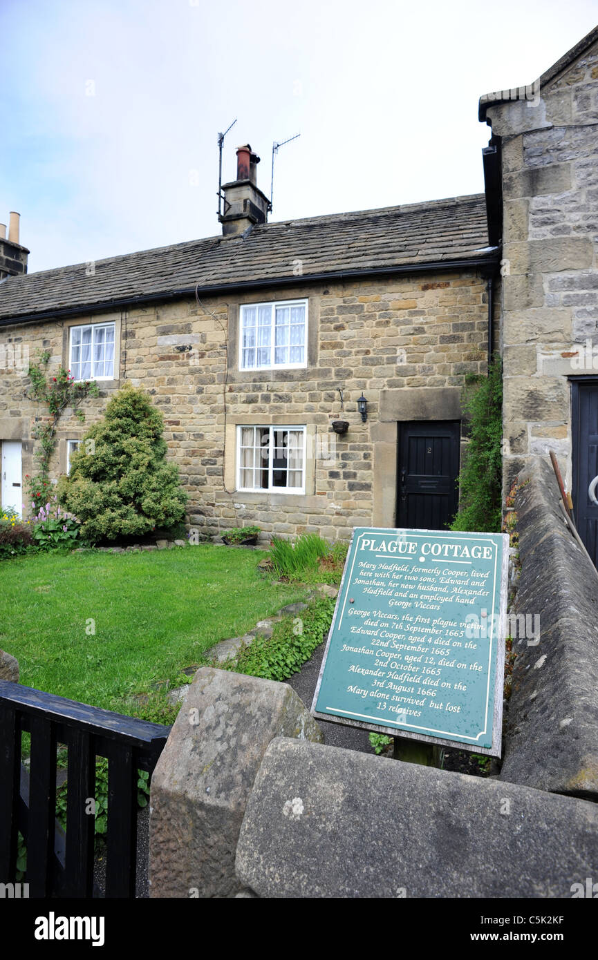 The Plague Cottages in the village of Eyam Stock Photo