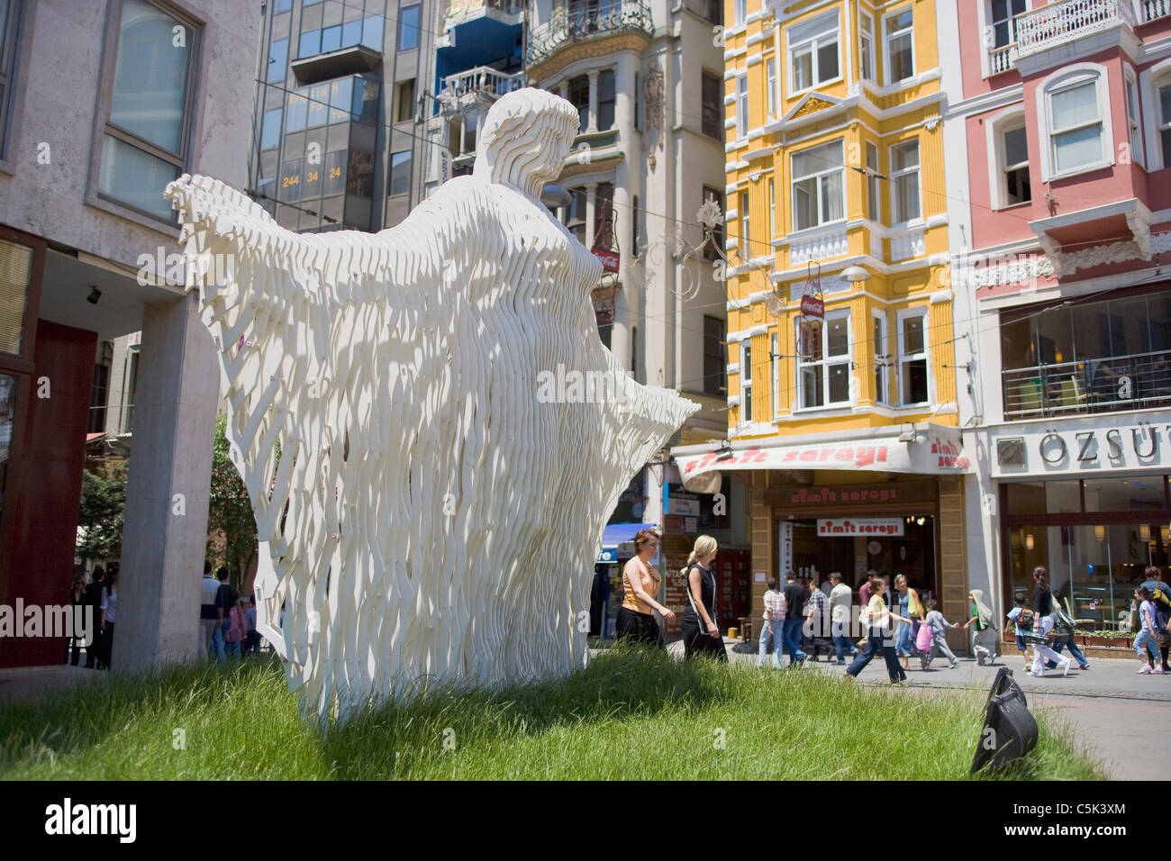 Akdeniz sculpture by Ilhan Koman in Galatasaray on Istiklal Avenue, Beyoglu, Istanbul - 2010 European Capital of Culture - Stock Photo