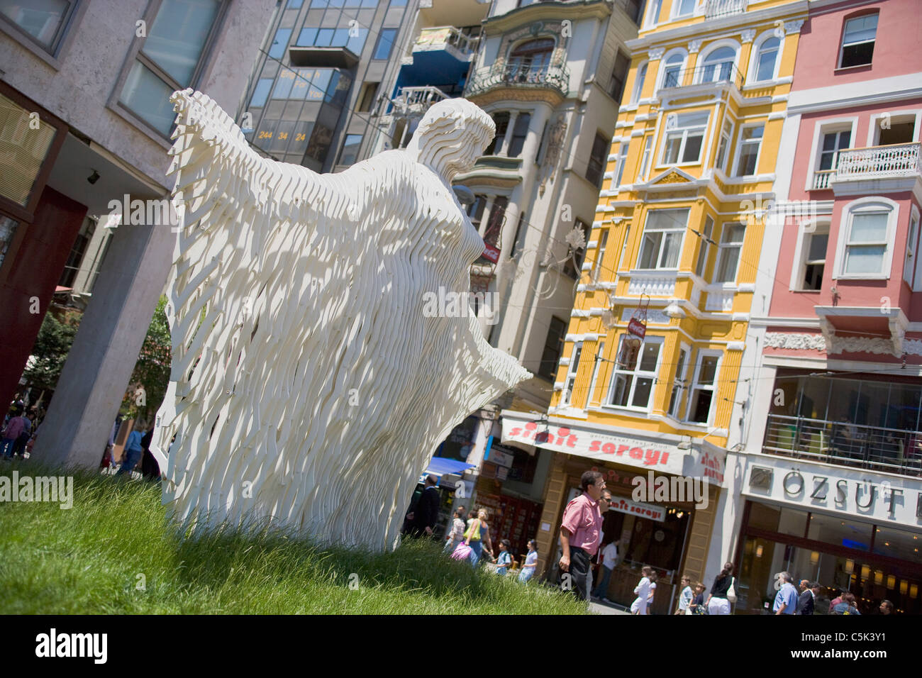 Akdeniz sculpture by Ilhan Koman in Galatasaray on Istiklal Avenue, Beyoglu, Istanbul - 2010 European Capital of Culture - Stock Photo