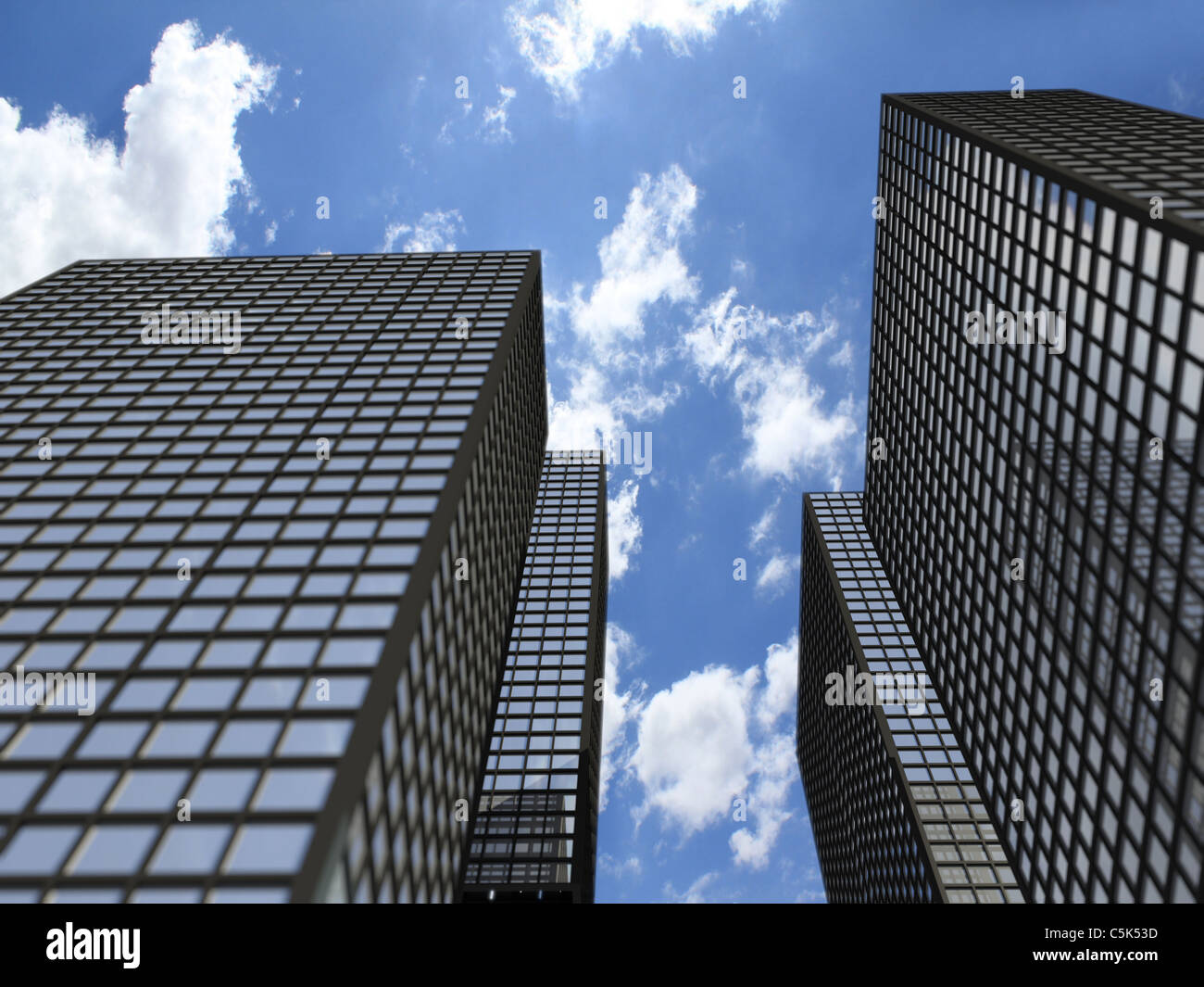 Office building on a blue cloudy sky background Stock Photo