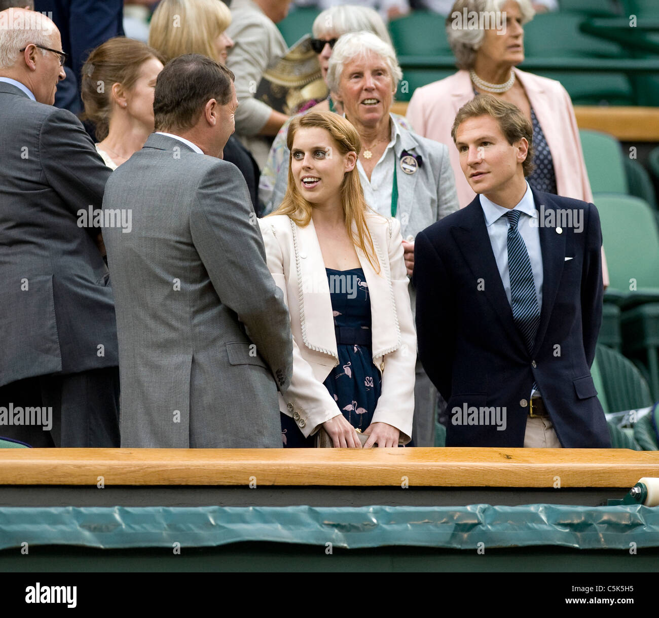 Princess Beatrice of York in the Royal Box with AELTC Chairman Philip Brook during the 2011 Wimbledon Tennis Championships Stock Photo