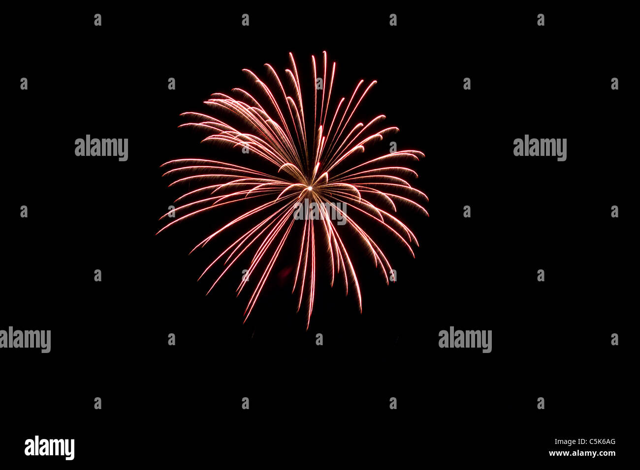 Fireworks burst at Canada Day 2011 in Morden, Manitoba, Canada Stock Photo