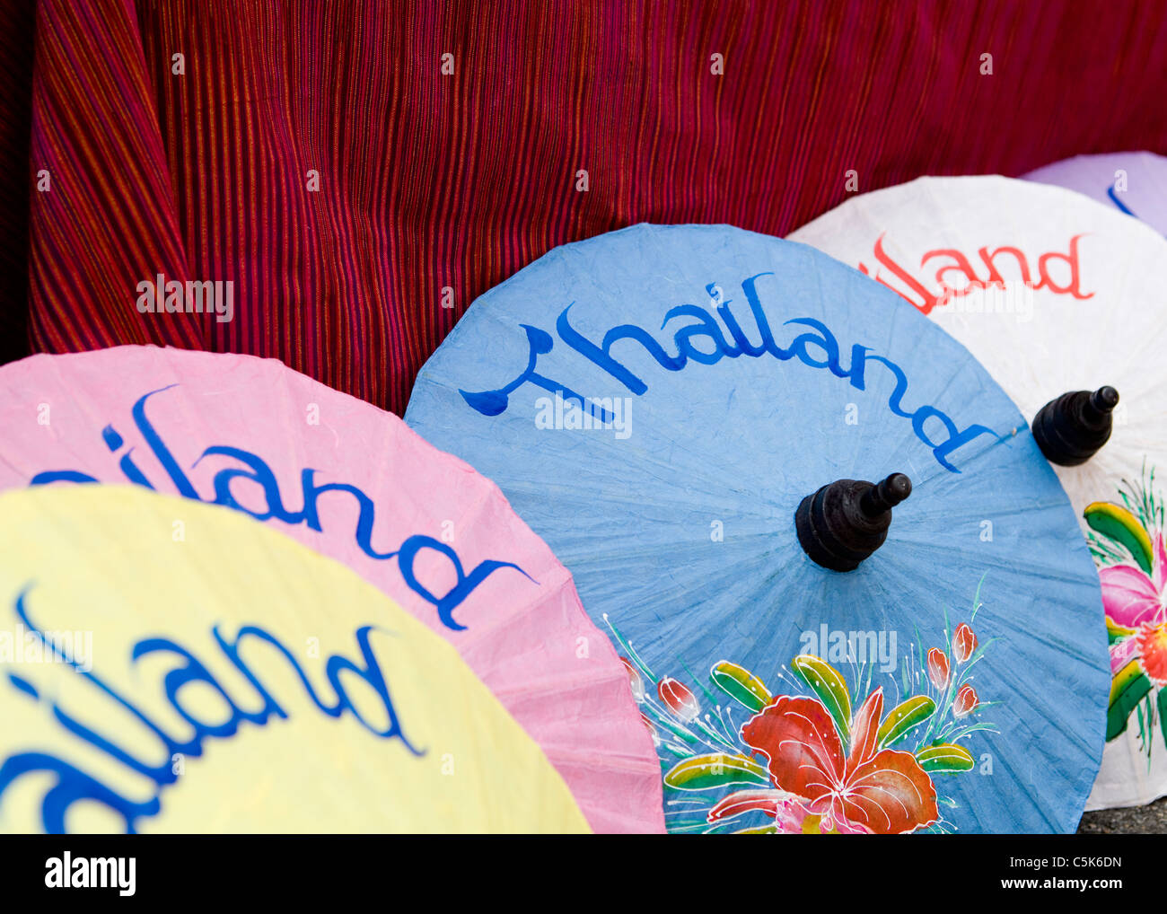 Thai paper parasols Stock Photo