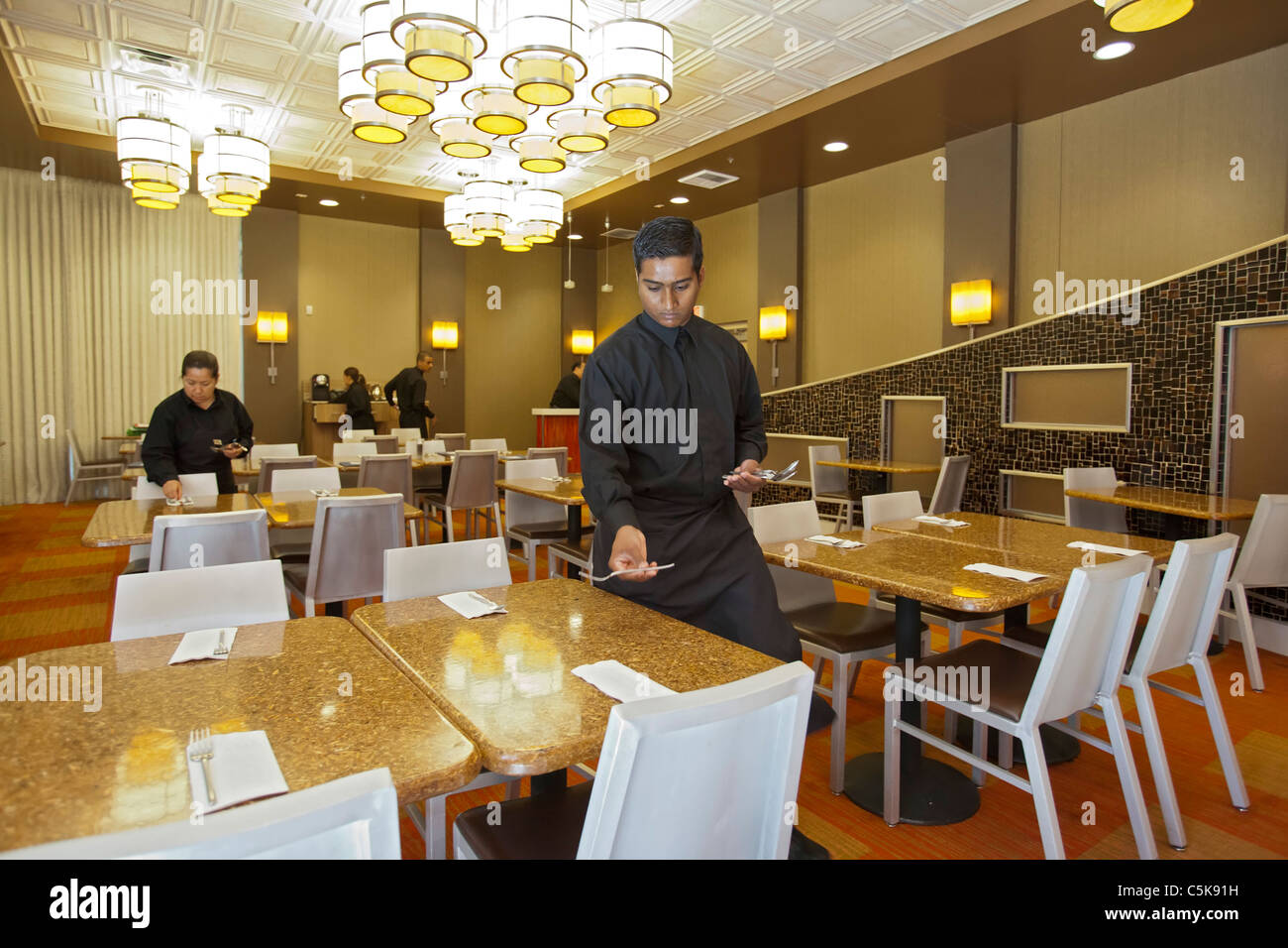 Workers Train for Jobs in Las Vegas Hotels Stock Photo