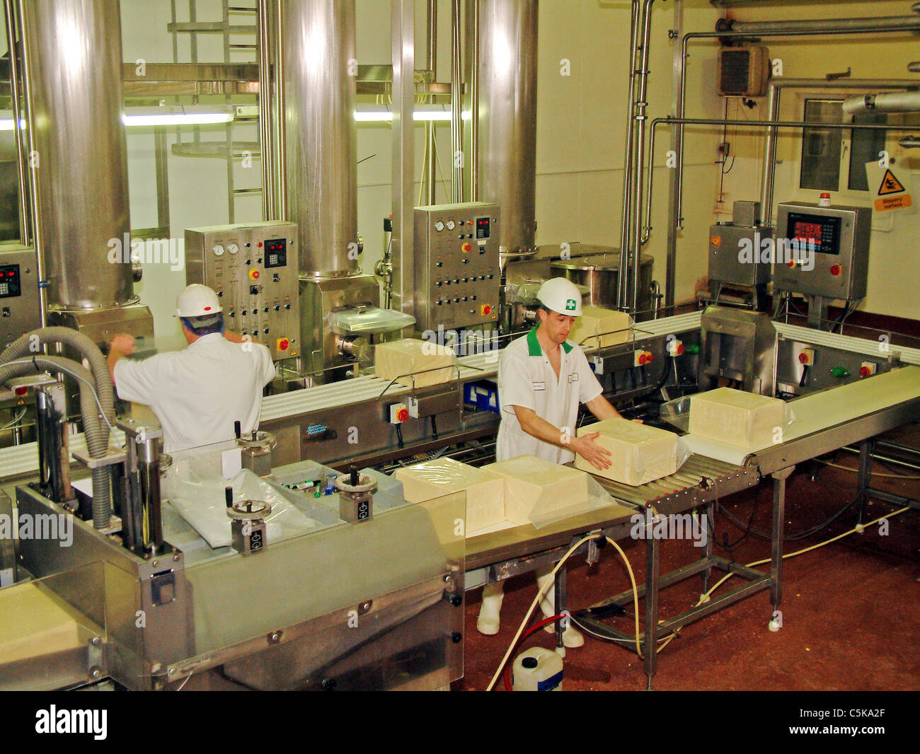 Packing cheese for maturation Stock Photo Alamy