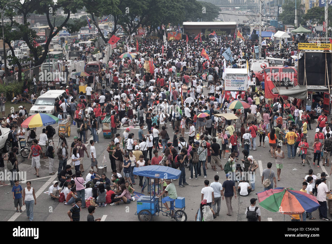 Protest rally during State of the Nation Address in Quezon City, Philippines. Stock Photo