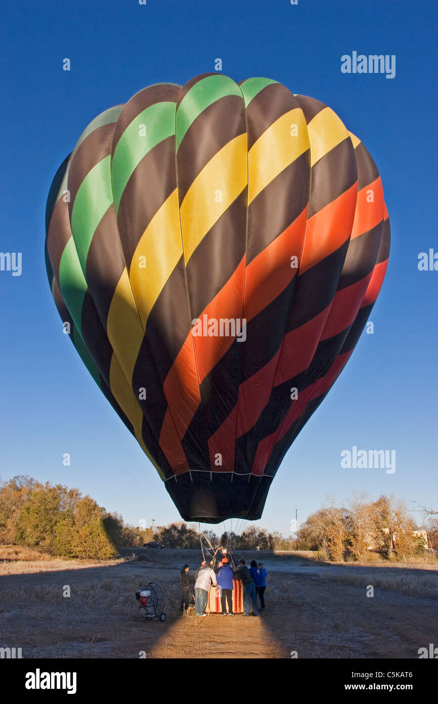 Hot air balloon ready for lift off in Taos NM. Stock Photo
