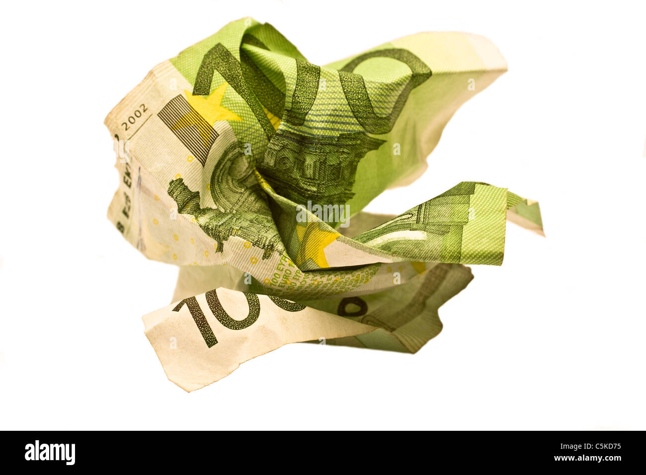 rumpled euro bill Stock Photo