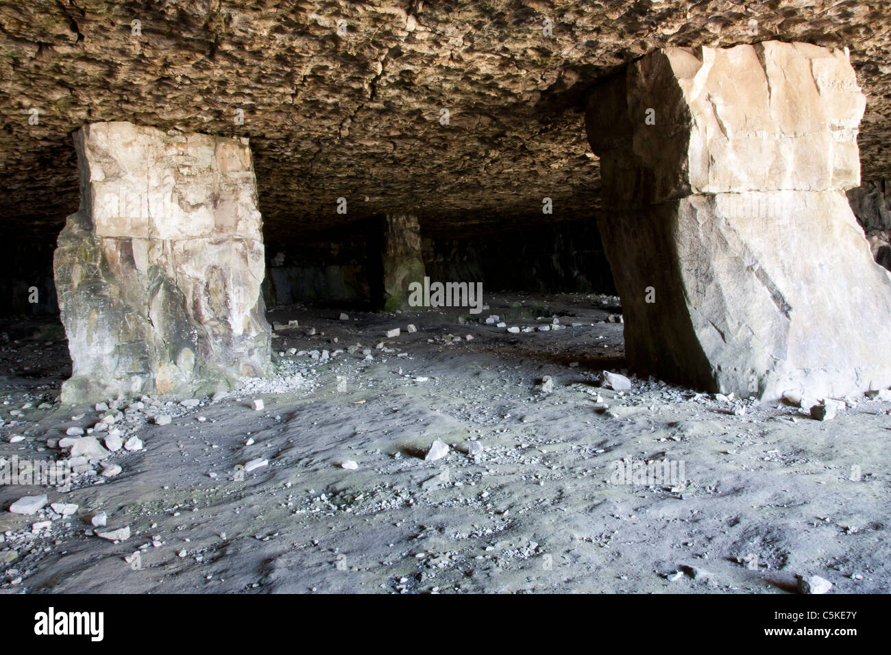 Inside Winspit stone quarry on the Dorset coastline England Stock Photo