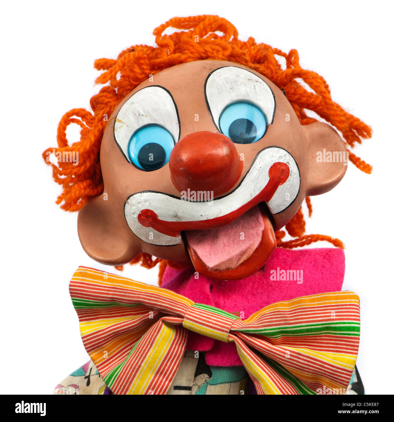 Vintage hand puppet clown / ventriloquist doll Stock Photo