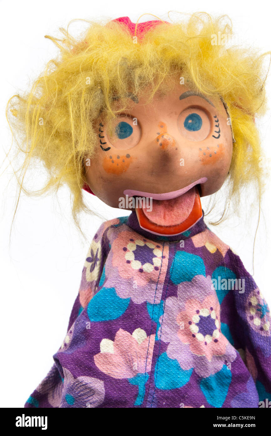 Vintage hand puppet / ventriloquist doll Stock Photo