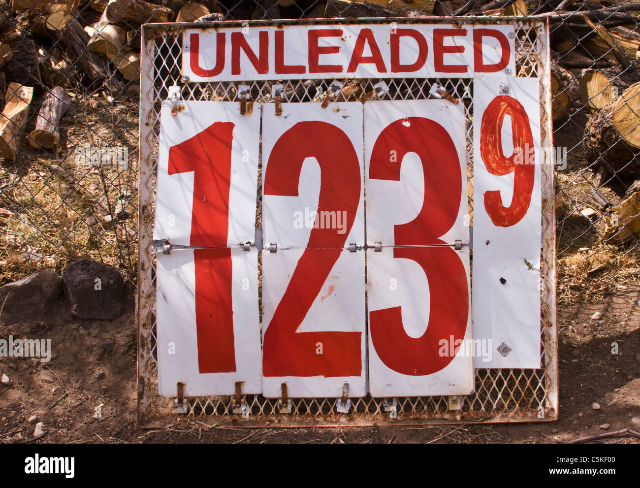 Old gas price signs Stock Photo