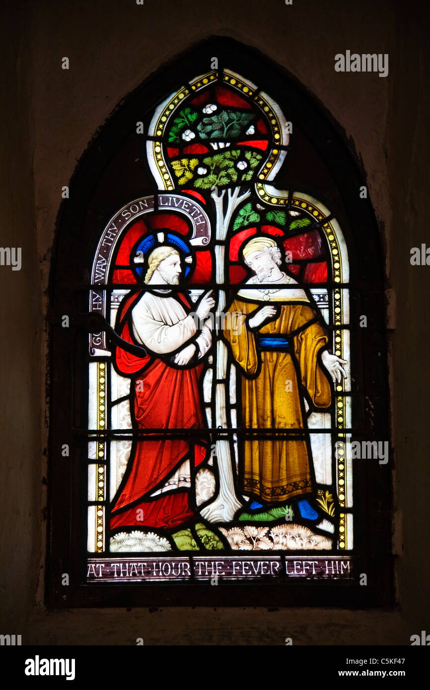 A stained glass window in the North Quire Transept of Rochester