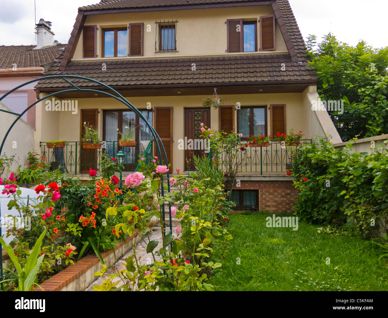 Creteil, France, Single-Family House, Cottage in Paris Suburbs, Front, france suburb residential Stock Photo