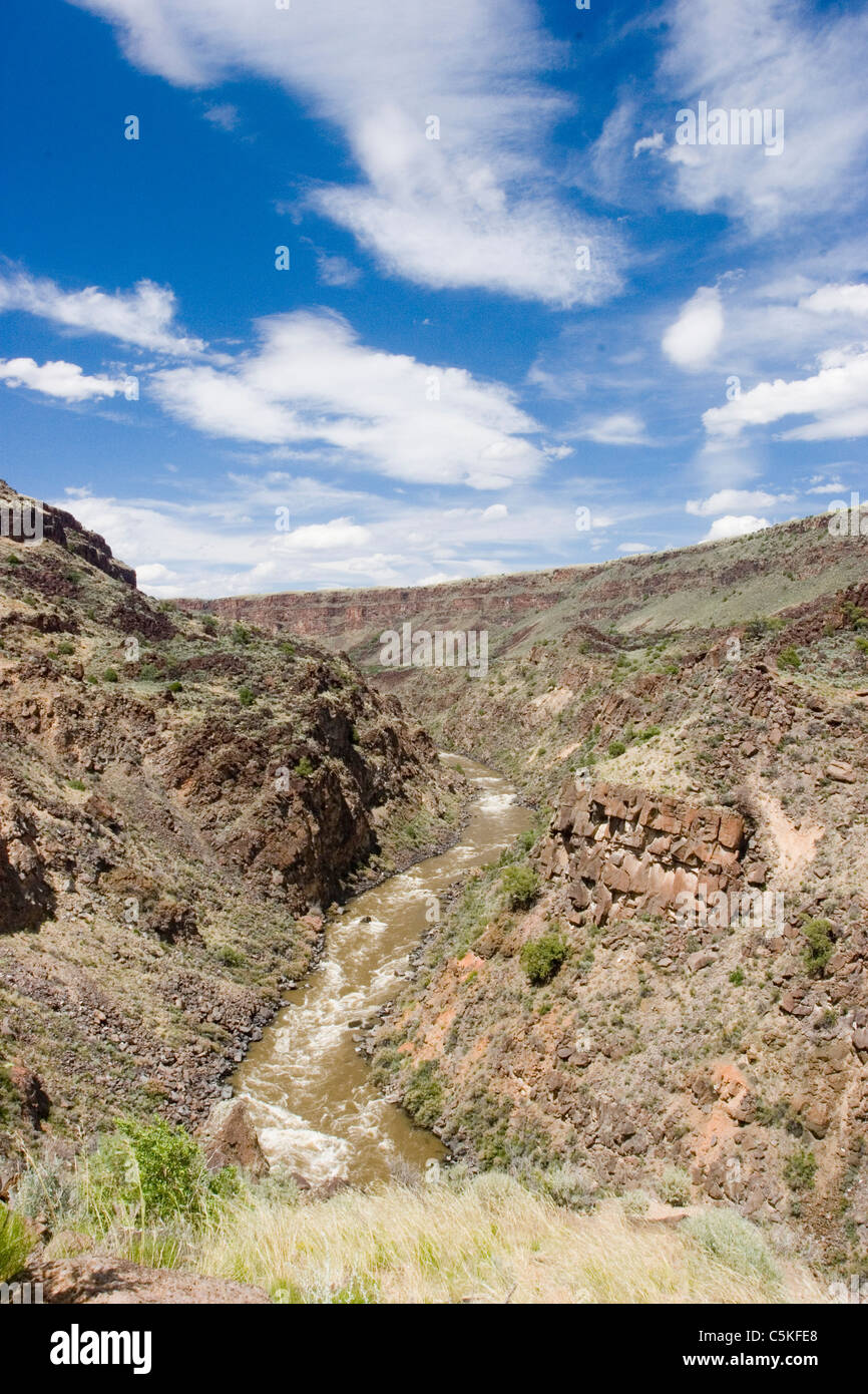 Vertical of Rio Grande River, Taos County Stock Photo