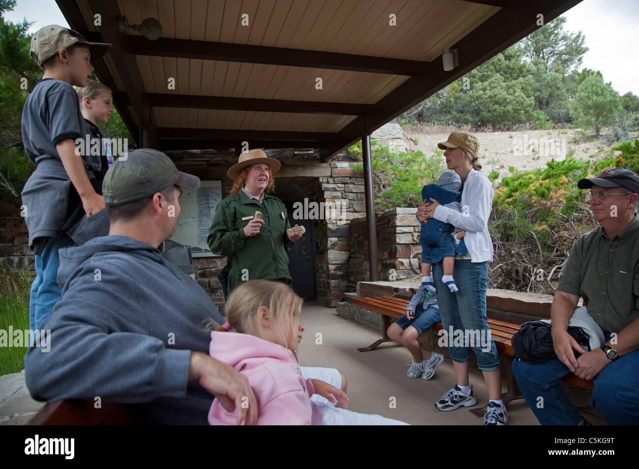 Baker, Nevada A park ranger talks to visitors before leading a tour