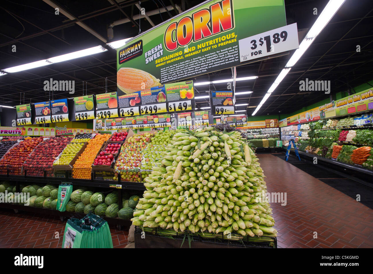 Corn and other produce at the Fairway supermarket on the Upper East