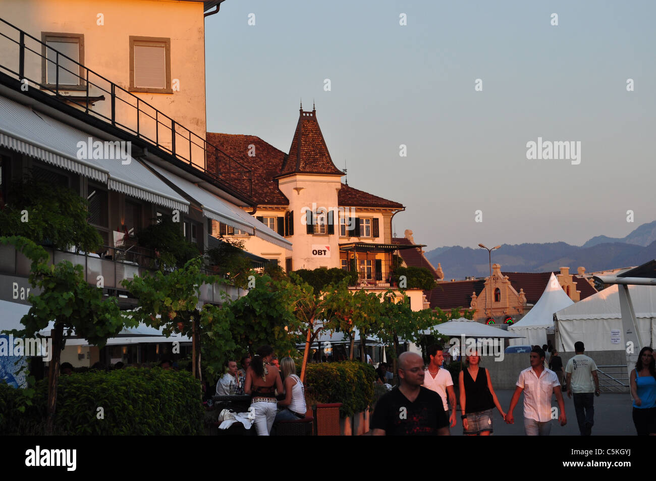 Sunset in rapperswill, Switzerland Stock Photo