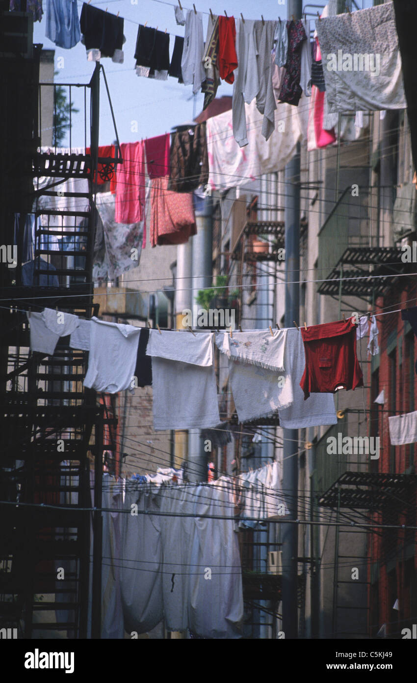 clothes lines, NYC Stock Photo Alamy