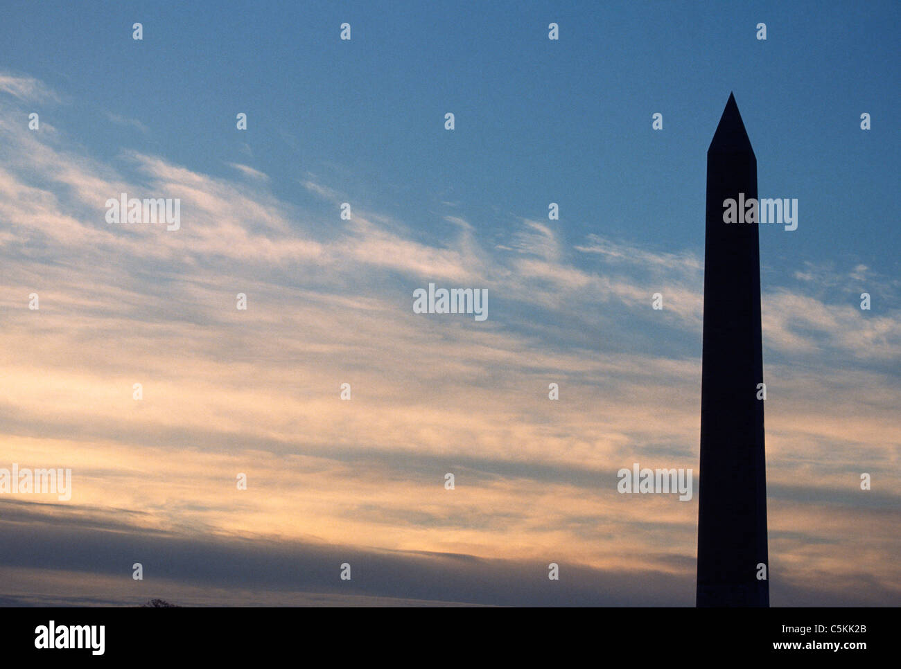 Washington Monument at sunrise, DC Stock Photo