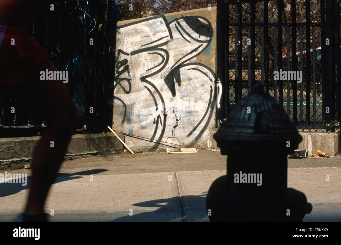 Installation Art, grafitti tag on houston Street, NYC Stock Photo