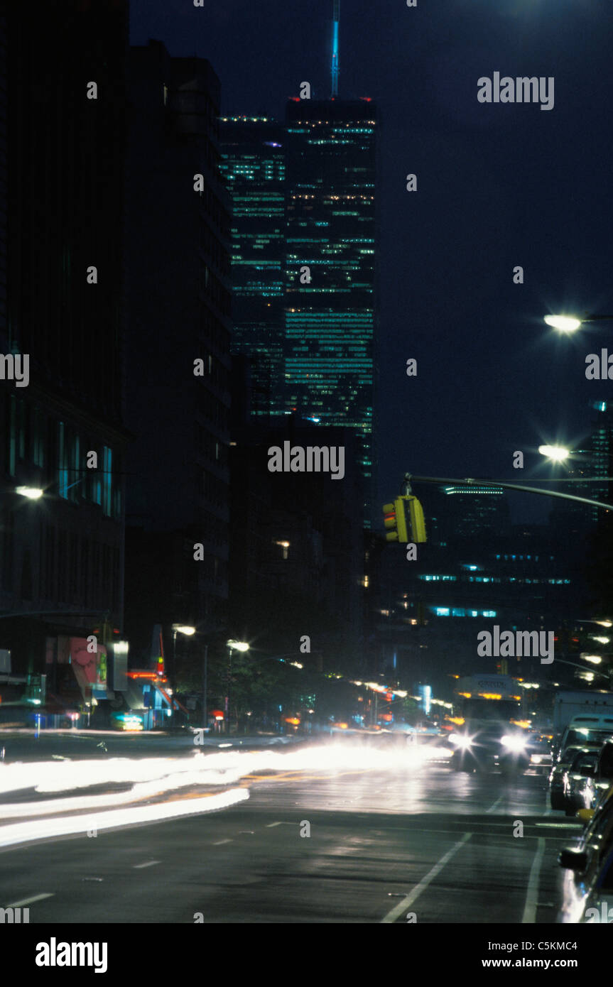 NYC streetscape, night Stock Photo