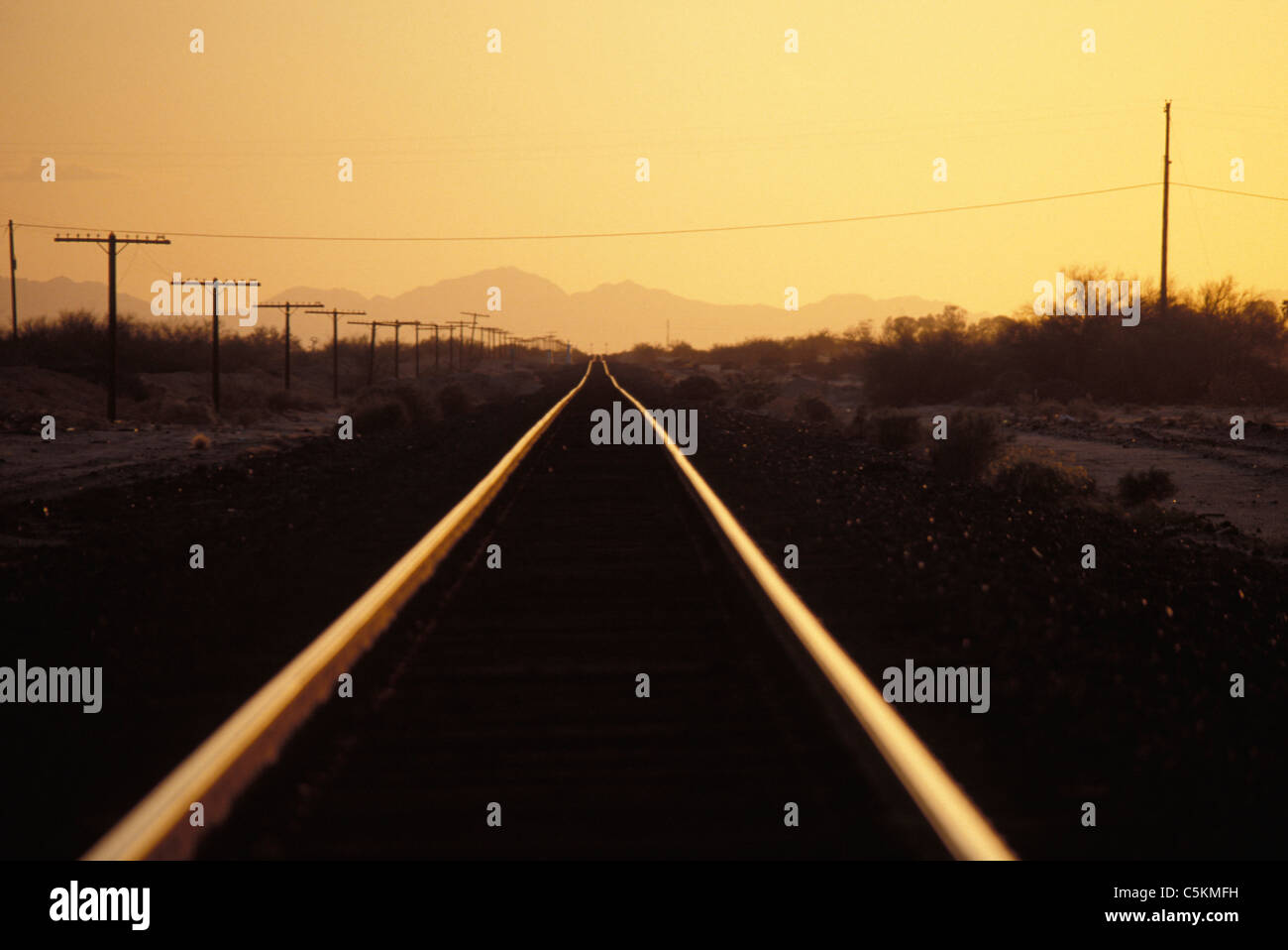 railroad track leading away, AZ Stock Photo