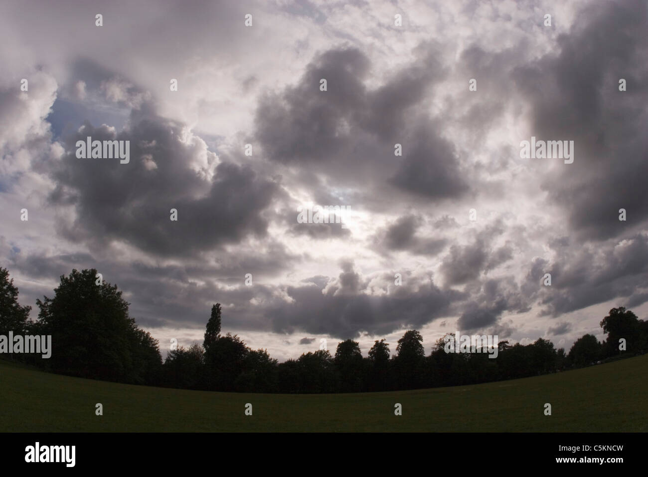 lawn and sky of Horsham Park, West Sussex, England Stock Photo