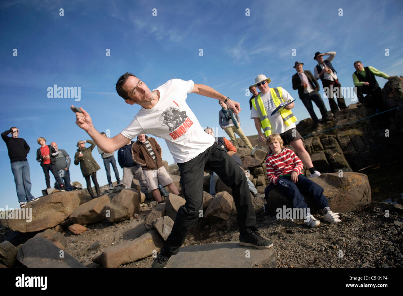 The 2010 world stone skimming championships,Easdale Island,Scotland