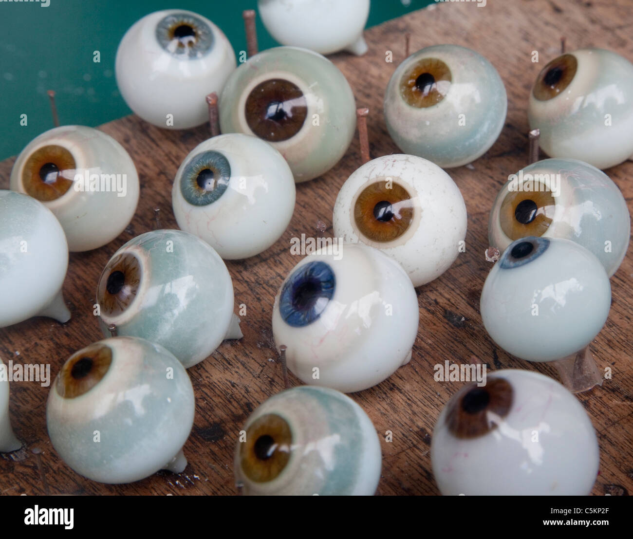 Rows of old glass eyeballs in museum at Hartlepool’s Maritime